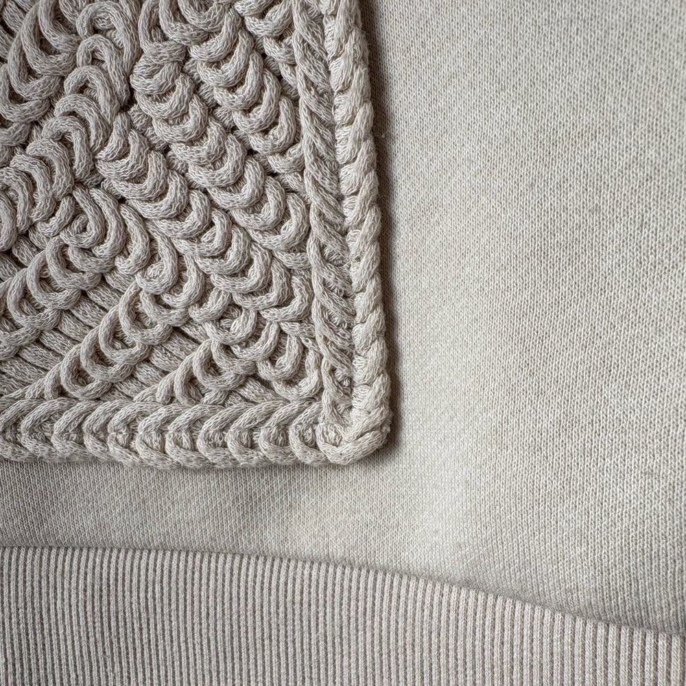 ZARA Women’s Light Beige Round Neck Sweatshirt Tricot Patch Pockets Size Medium - Picture 9 of 15
